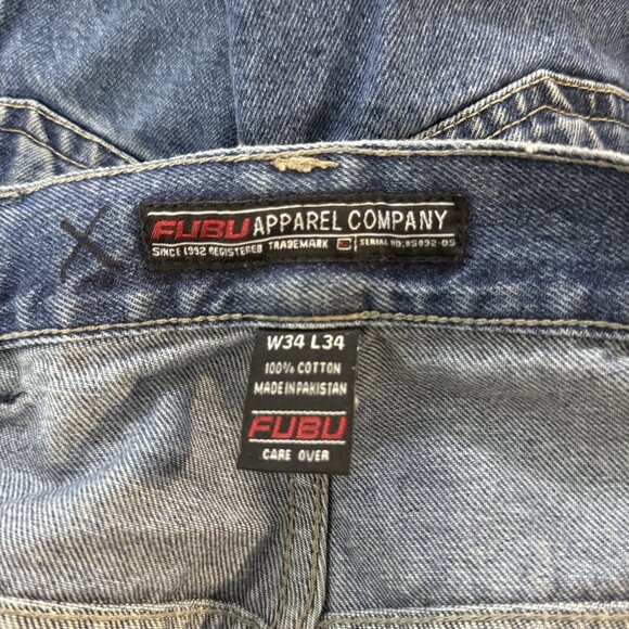Vintage 90's Fubu Jeans Men's 34x34 Cargo Deep Pocket Relaxed Fit Faded Denim - Picture 8 of 16